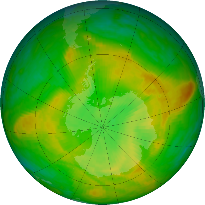 Antarctic ozone map for 29 November 1981
